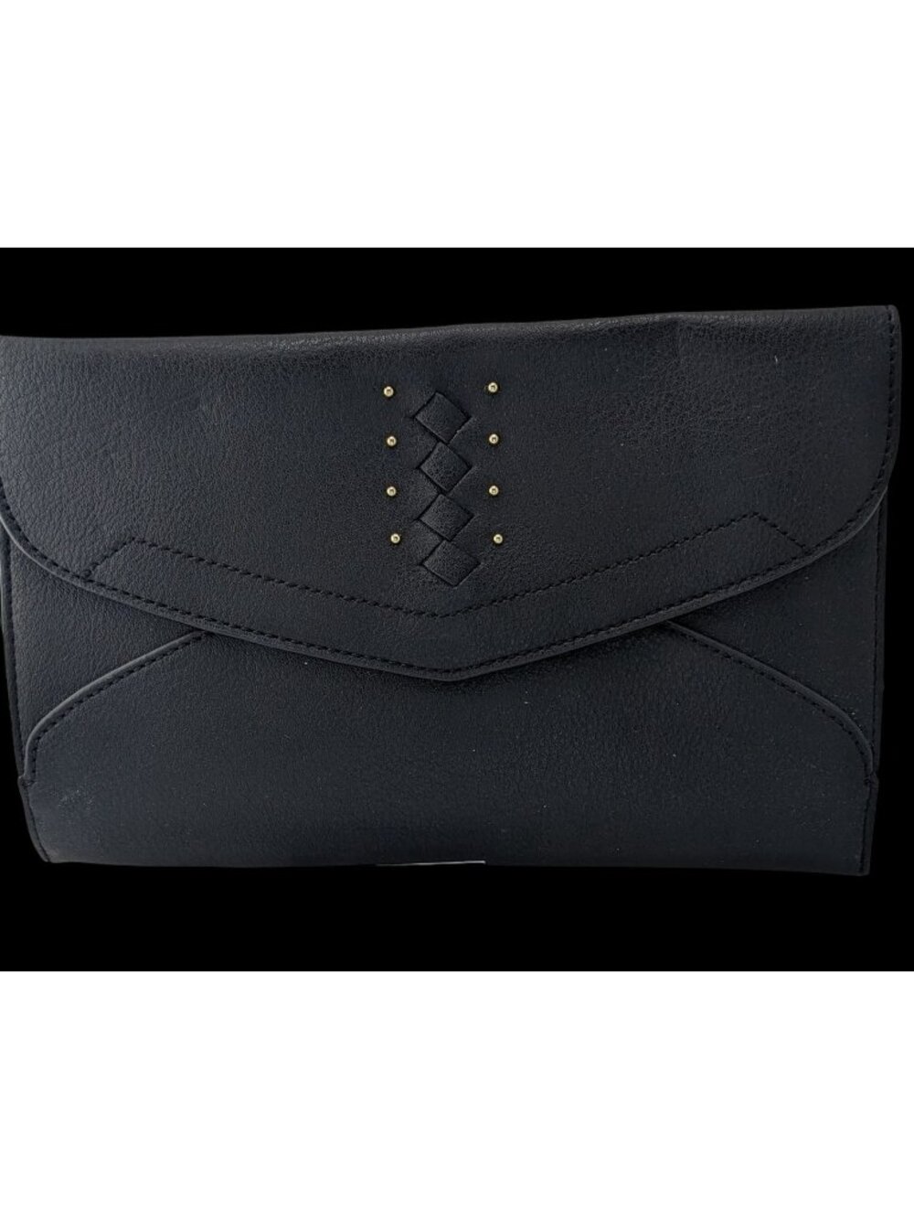 Danielle Nicole Black Envelope Clutch Purse With Woven Detail & Tassel Accents